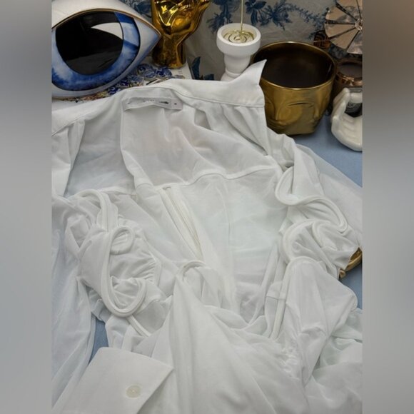 🆕 CHRISTOPHER ESBER 🧿 NWOT Venus Plunge Shirt Maxi Dress, White - Sz AU6 US 2 - Picture 12 of 16